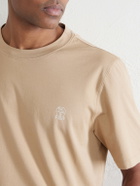 Brunello Cucinelli - Logo-Print Cotton-Jersey T-Shirt - Brown