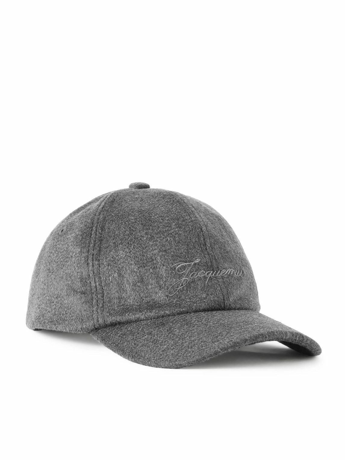 Jacquemus - Logo-Embroidered Brushed Virgin Wool Cap - Gray