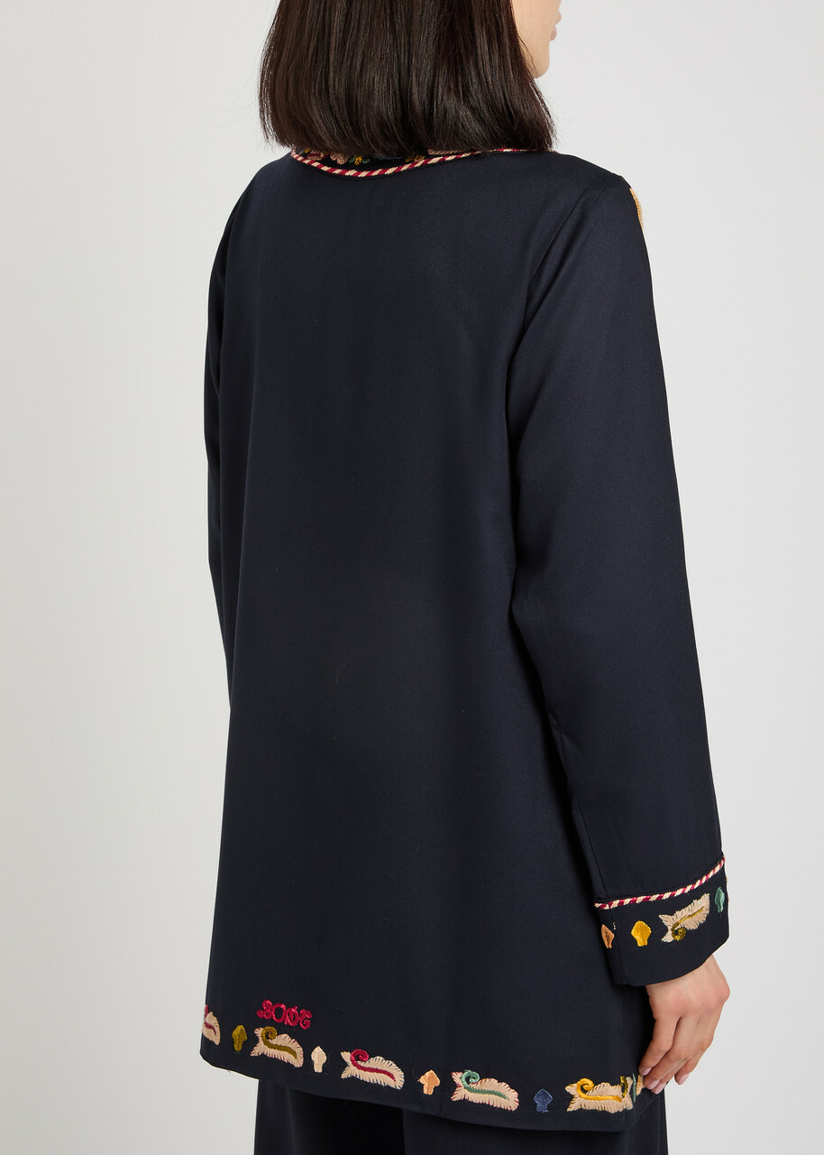 Bode Feather Runner Embroidered Cotton-blend Jacket Multicoloured 1