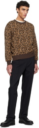 WACKO MARIA Brown Leopard Jacquard Knit Sweater