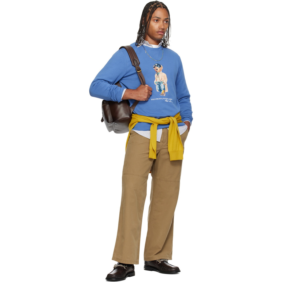Polo Ralph Lauren Brown Pebbled Leather Backpack