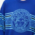 Versace Men's Medusa Crew Knit in Bright Blue