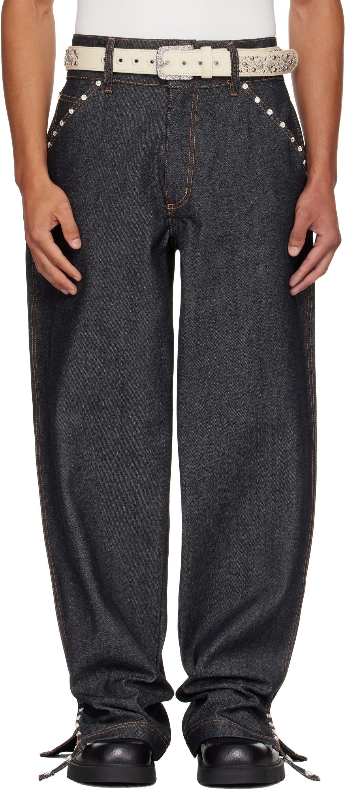 Veneda Carter SSENSE Exclusive Navy Studded Jeans