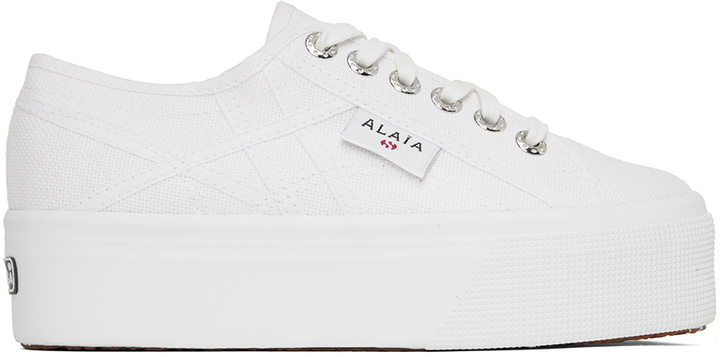 Photo: ALAÏA White Superga Edition Platform Sneakers