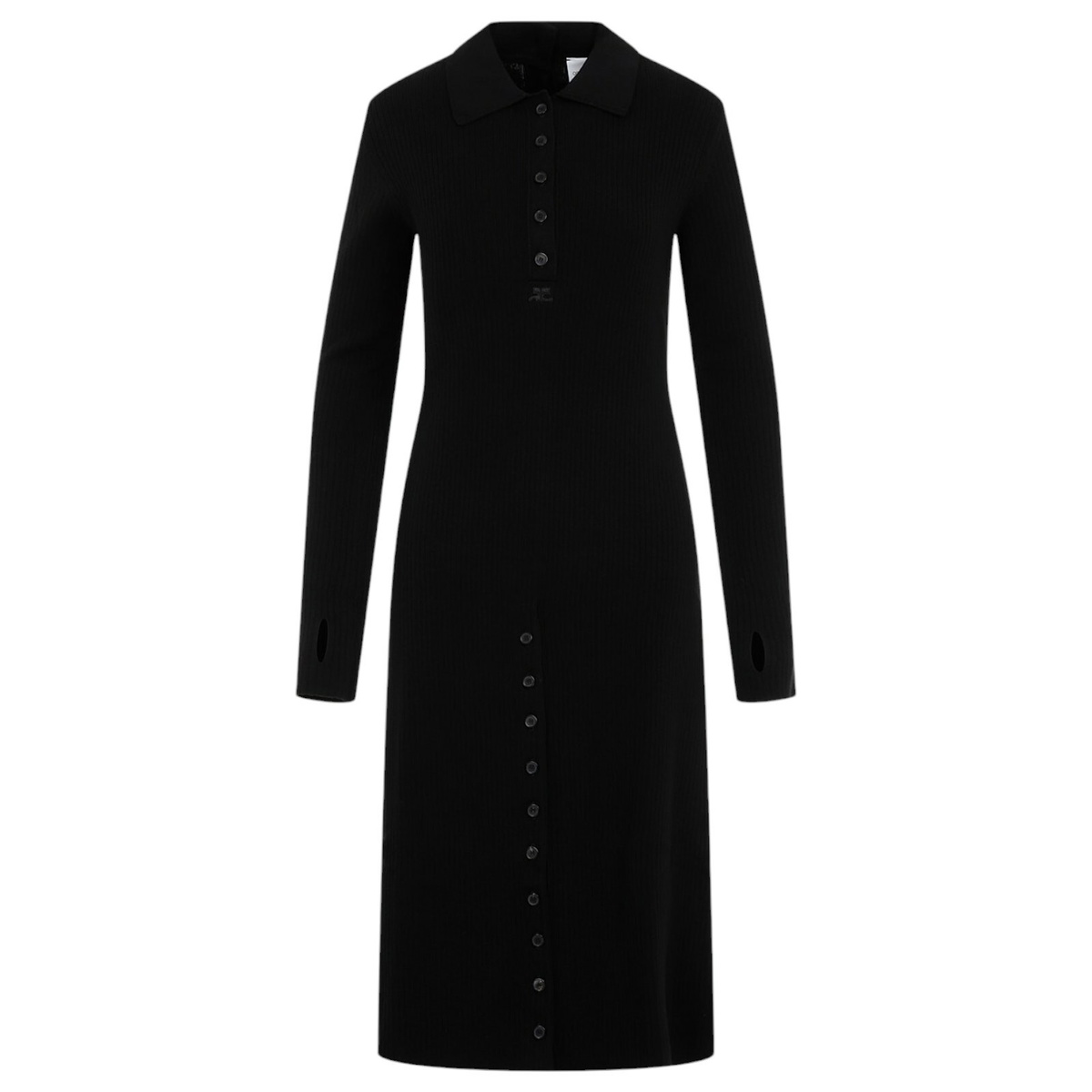 【COURREGES】ONE SHOULDER JERSEY DRESS (関税込み) Courrèges One-shoulder Ribbed-knit Midi Dress Black Courreges