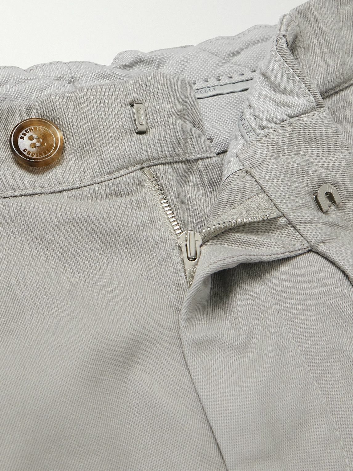 Brunello Cucinelli - Straight-Leg Cotton-Gabardine Cargo Trousers - Gray