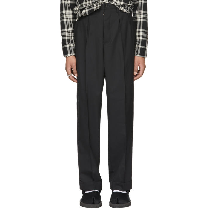 Photo: Maison Margiela Black Wool Pleated Trousers 