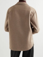 Brioni - Leather-Trimmed Cashmere-Felt Shirt Jacket - Neutrals