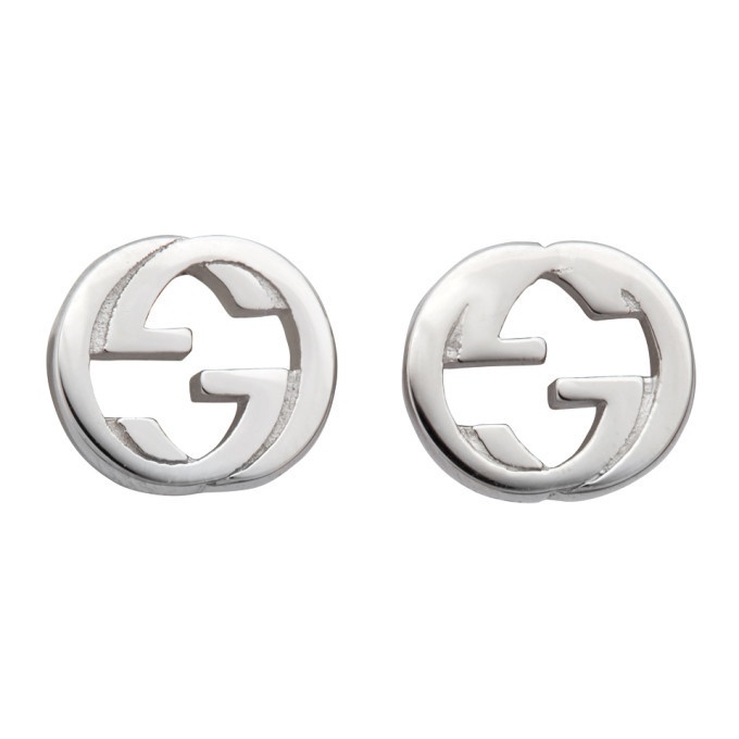 Photo: Gucci Silver Engraved Interlocking G Stud Earrings