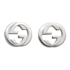 Gucci Silver Engraved Interlocking G Stud Earrings