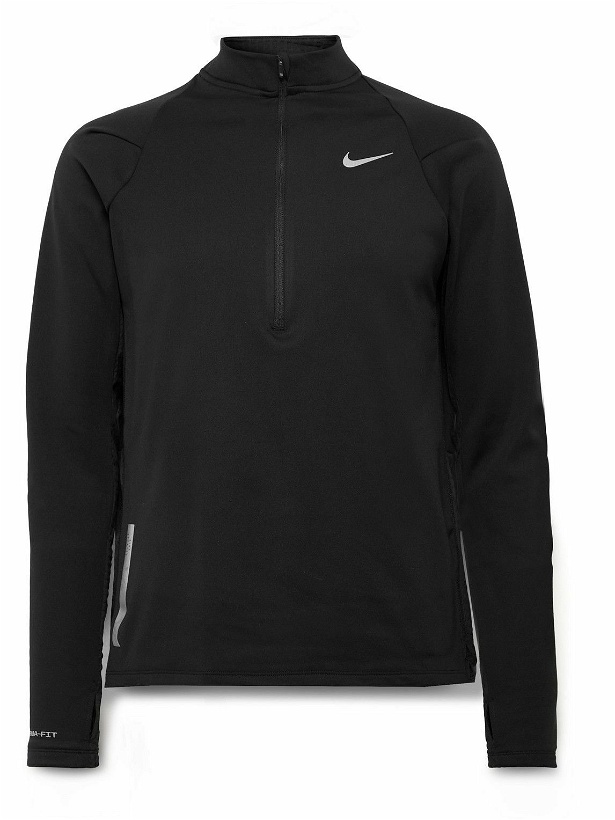 Photo: Nike Running - Element Slim-Fit Panelled Therma-FIT Half-Zip Top - Black