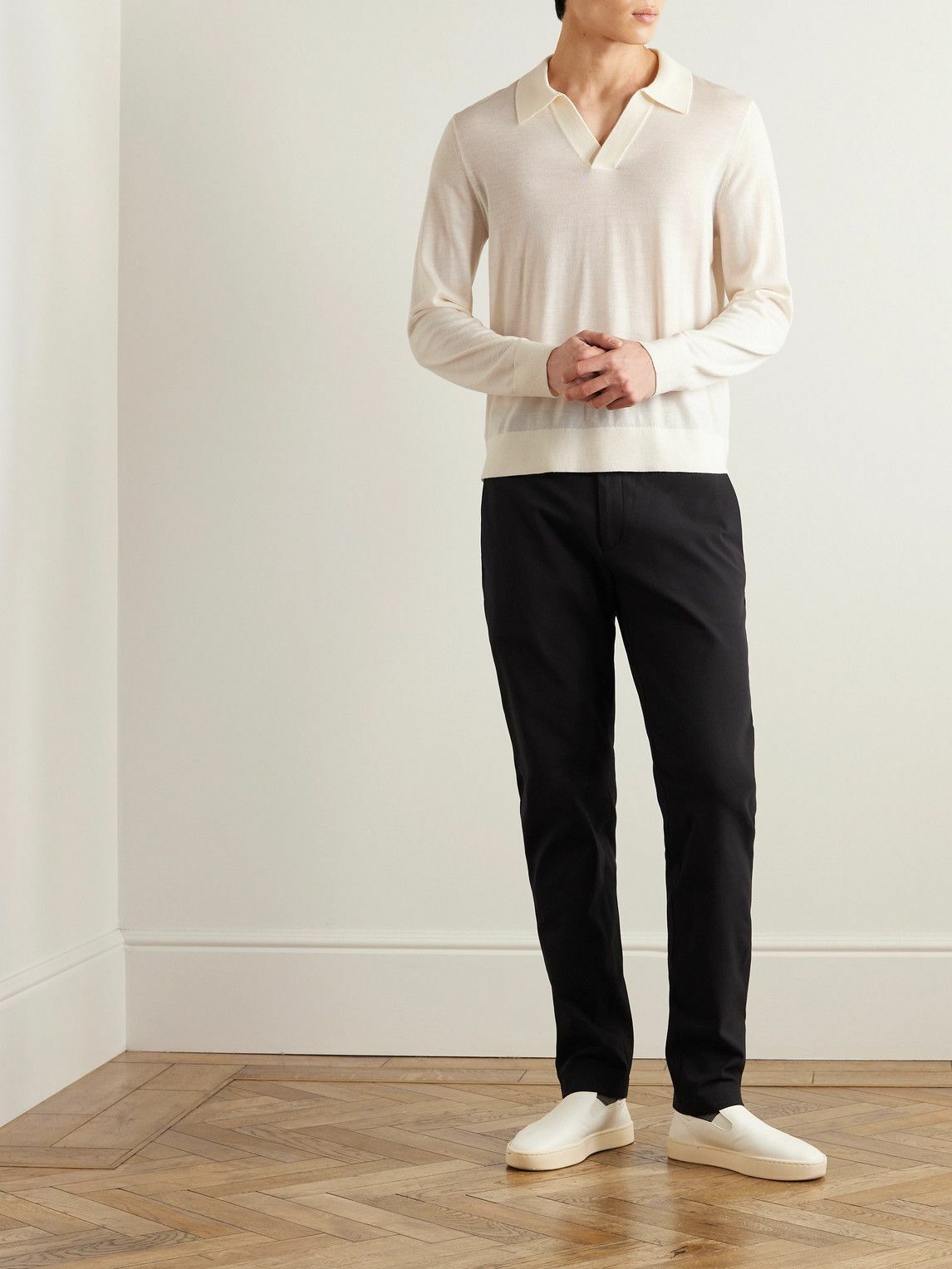 Theory - Briody Open-Collar Merino Wool-Blend Polo Shirt - White