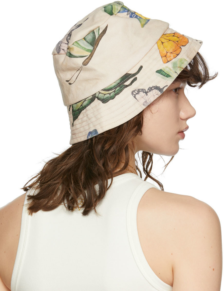 Juliet Johnstone SSENSE Exclusive Tan Butterfly Bucket Hat