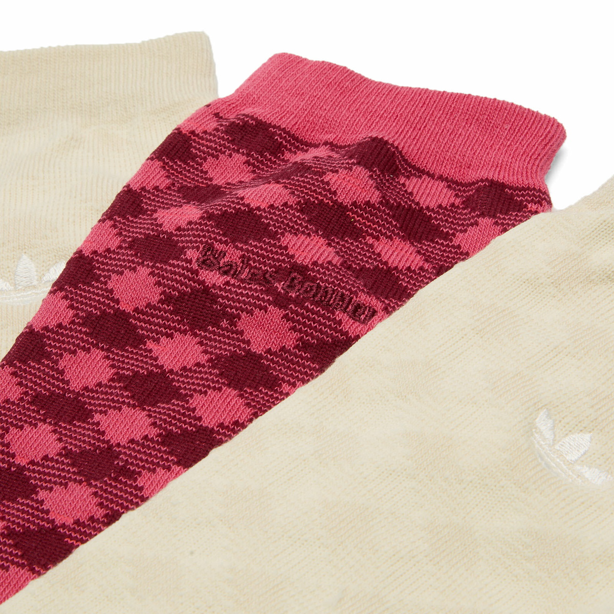 Adidas Women's x Wales Bonner Check Socks in Craft Pink/Clear Brown