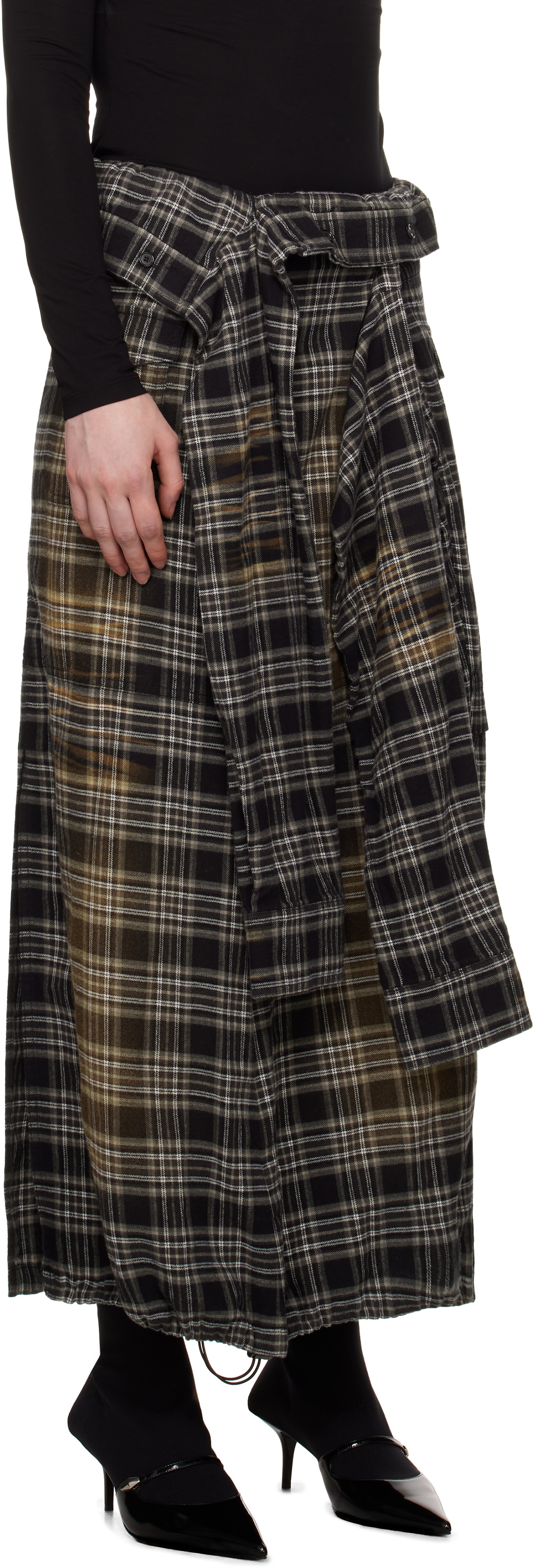 Juun.J Multicolor Sleeve Tie Maxi Skirt