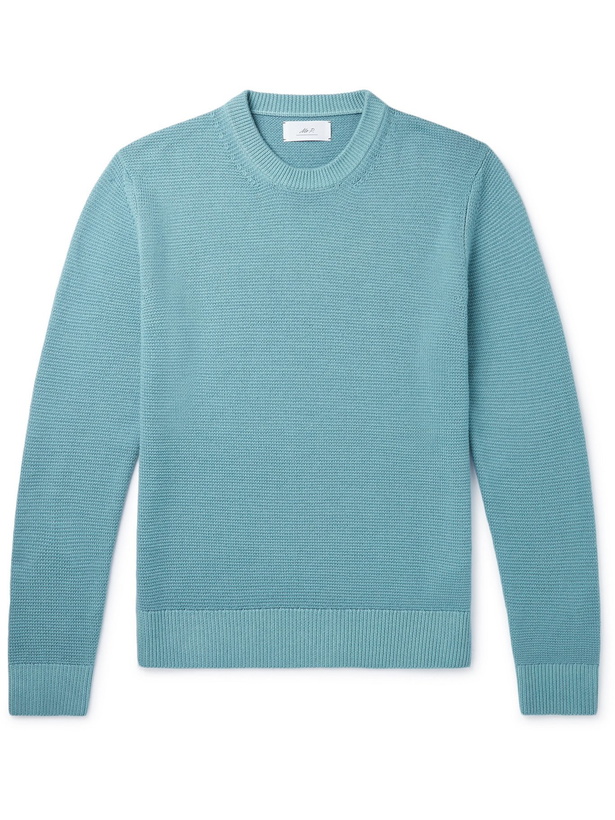 Photo: MR P. - Garment-Dyed Waffle-Knit Merino Wool Sweater - Blue - M