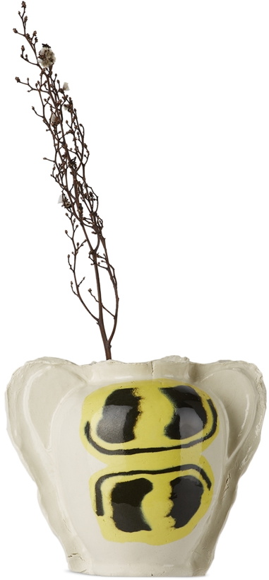 Photo: DUM KERAMIK Off-White & Yellow Stacked Smiley Vase