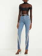 MUGLER - Embellished Fringe Denim Skinny Jeans