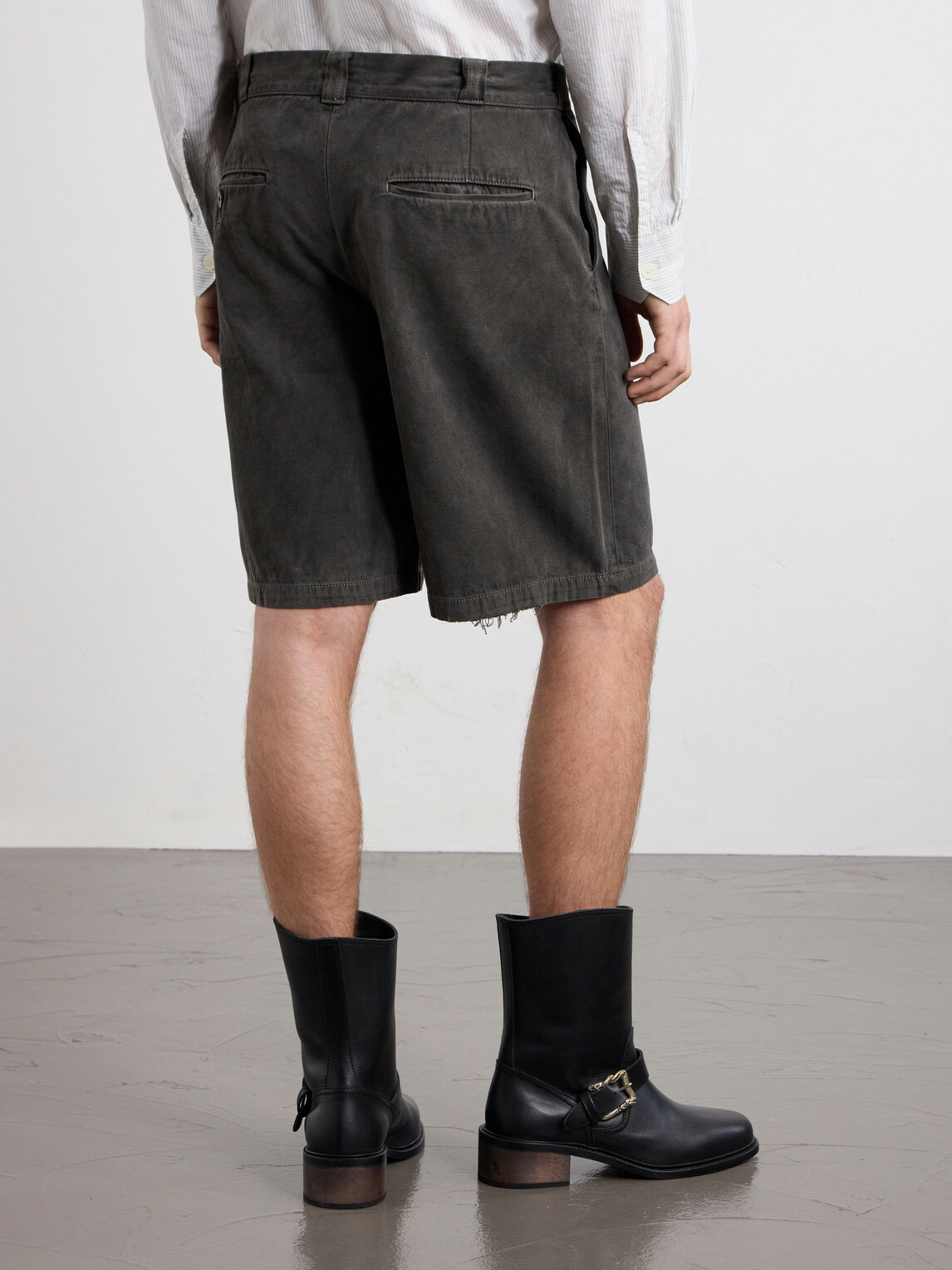 Enfants Riches Déprimés - Straight-Leg Distressed Cotton and Linen-Blend Twill Shorts - Gray