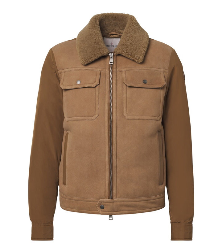 Photo: Moncler Shearling-trimmed suede down jacket