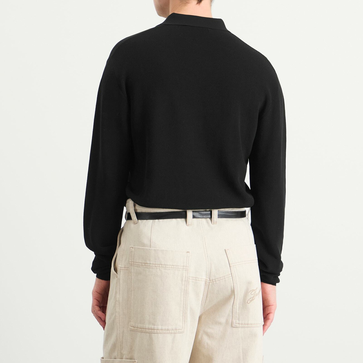 Jacquemus Men's Knitted Polo Shirt in Black