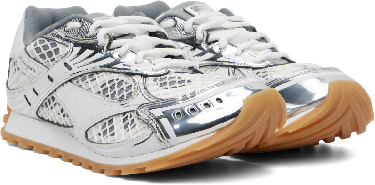 Bottega Veneta White & Silver Orbit Sneakers