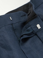 Kingsman - Straight-Leg Pleated Linen-Twill Trousers - Blue