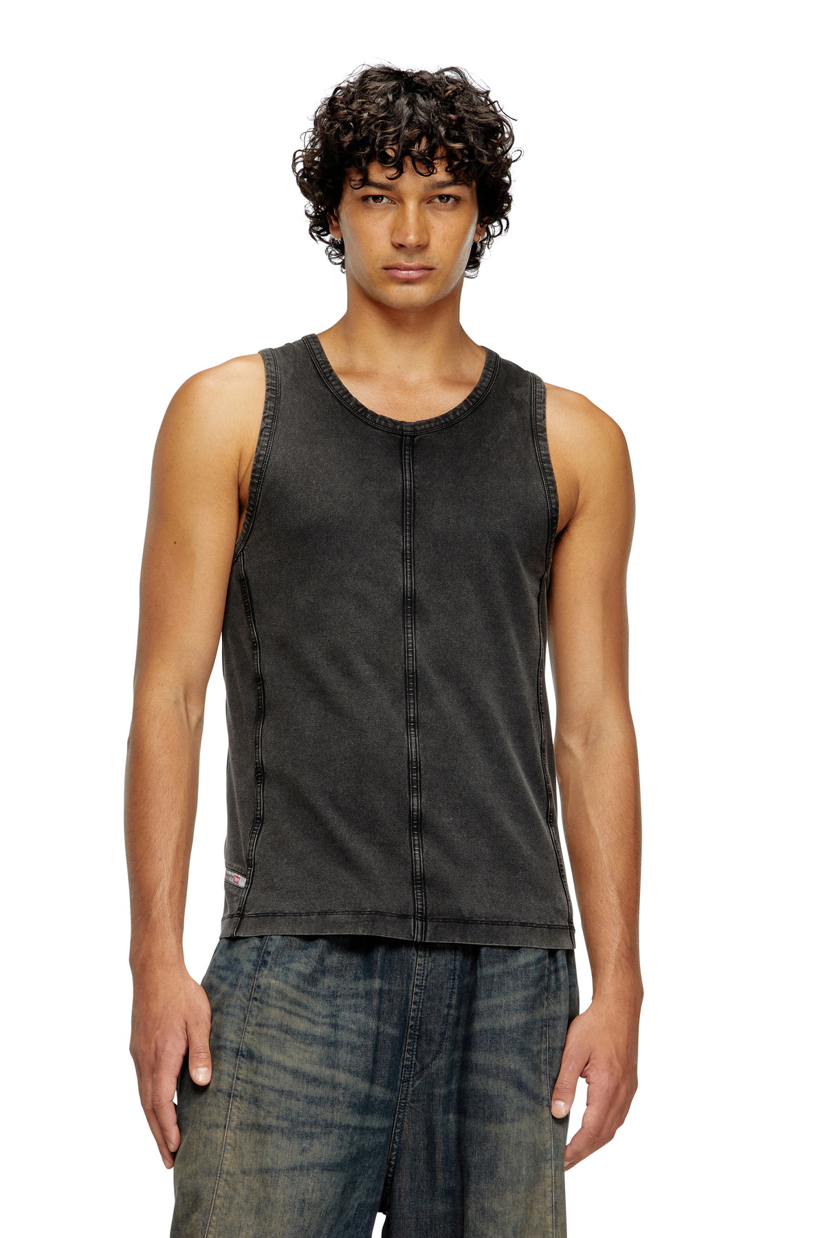 Diesel Tank top in denim-look jersey - T-Shirts Mens in Black