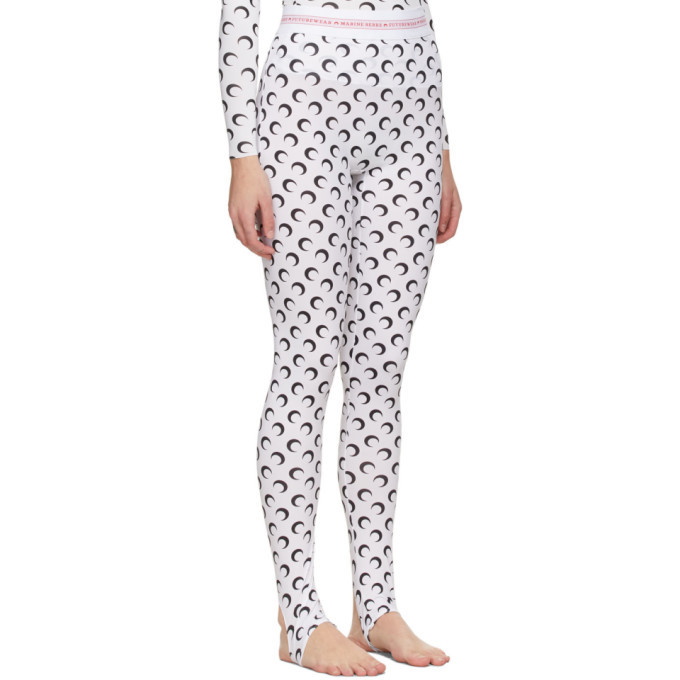 Marine Serre White and Black Fuseaux Moon Leggings