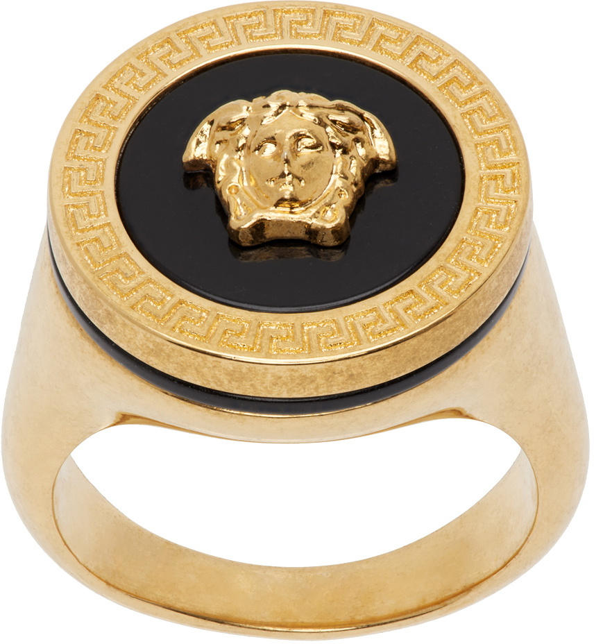 Versace Gold Enamel Medusa Ring