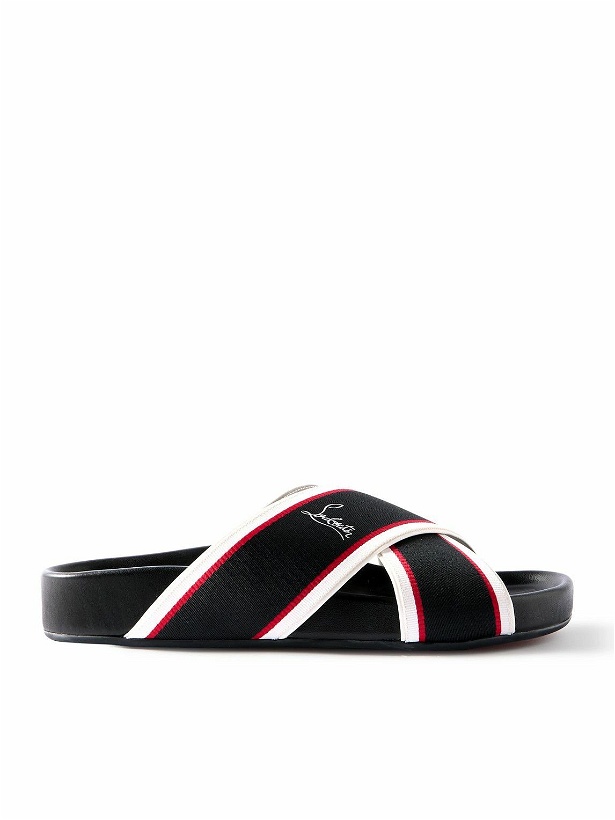 Photo: Christian Louboutin - Striped Webbing Sandals - Black