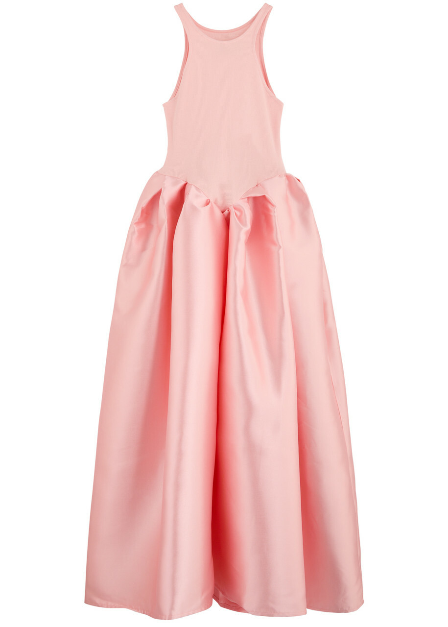 Marques' Almeida Ribbed Stretch-cotton and Taffeta Midi Dress Pink