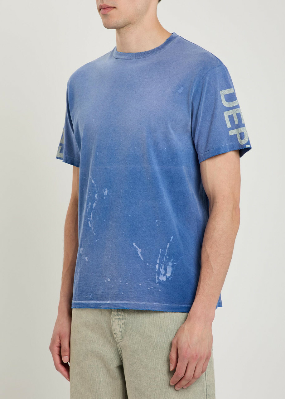 Gallery Dept. Painted French Collector Distressed Cotton T-shirt Blue