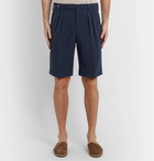 Brunello Cucinelli - Tapered Pleated Linen Shorts - Blue