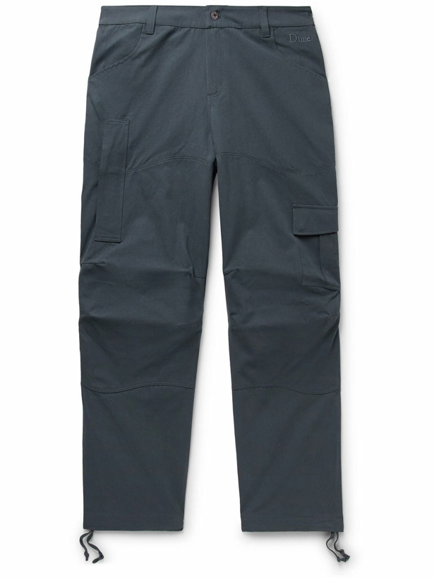 Photo: DIME - Jurassic Straight-Leg Logo-Embroidered Cotton-Twill Cargo Trousers - Blue