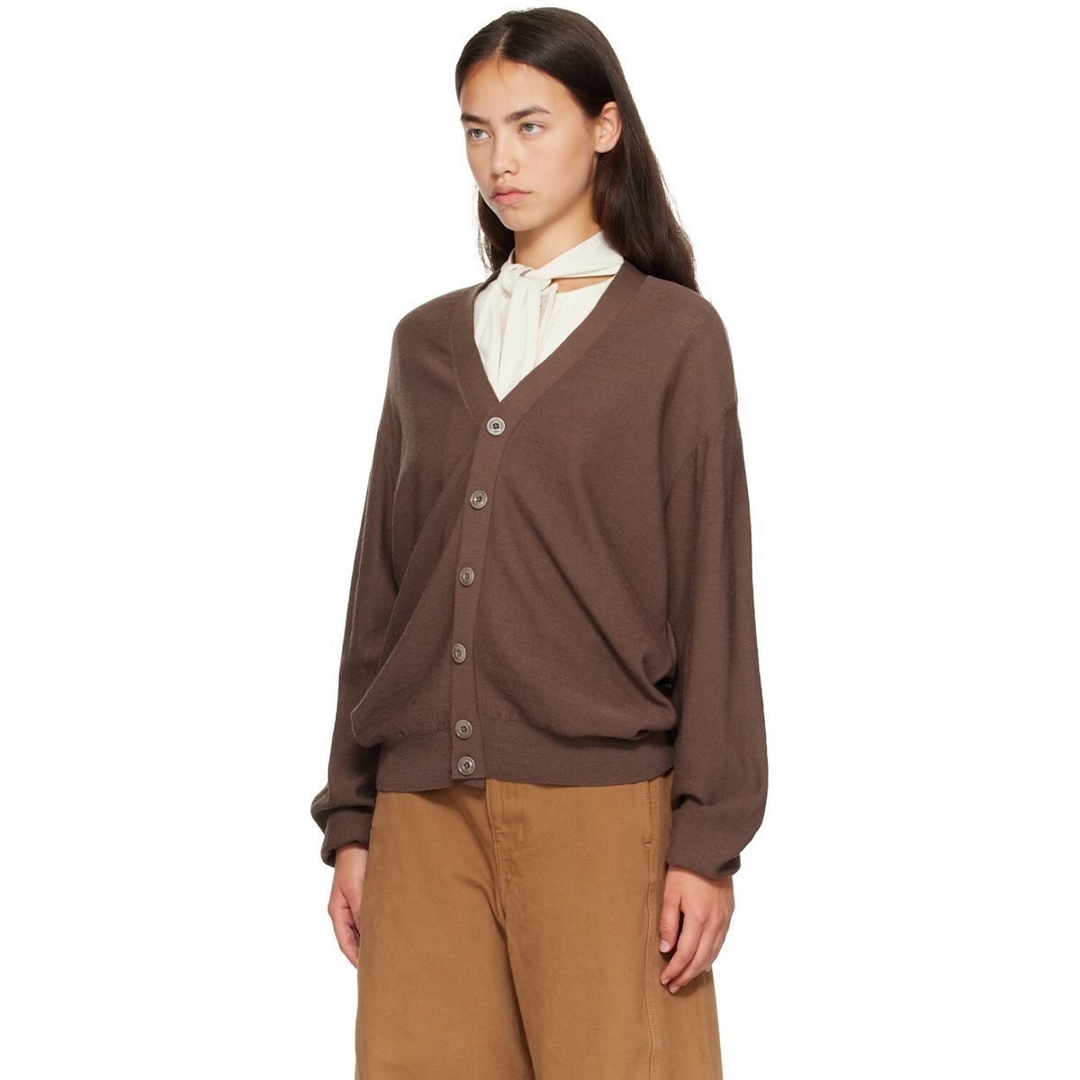 LEMAIRE Brown Relaxed Twisted Cardigan