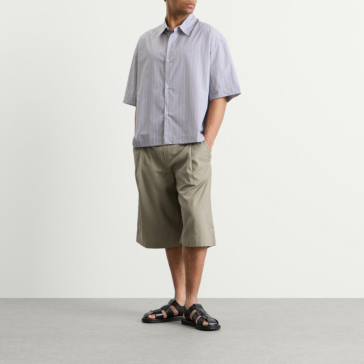 Studio Nicholson Men's Sanko Boxy Shirt in Grey/Brown