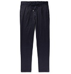Beams F - Slim-Fit Tapered Pleated Linen-Blend Twill Drawstring Trousers - Blue