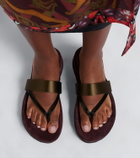 Dries Van Noten Satin and leather thong sandals