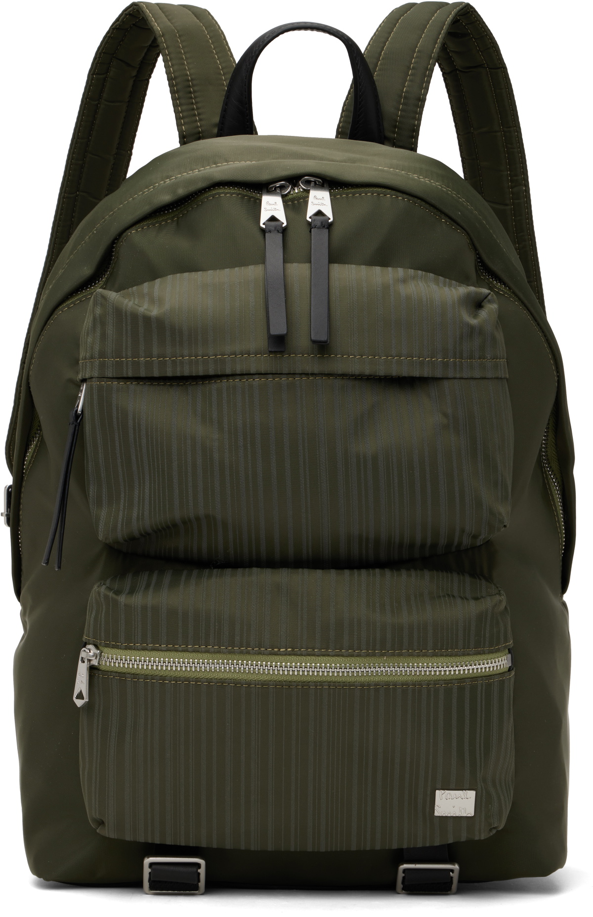 Paul Smith Khaki Laser Stripe Recycled Nylon Backpack