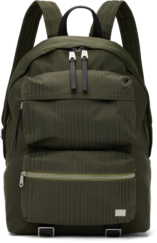 Photo: Paul Smith Khaki Laser Stripe Recycled Nylon Backpack