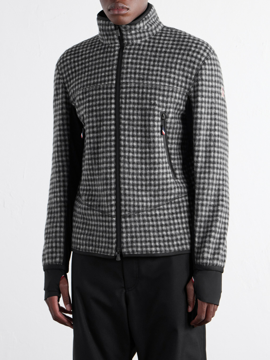 Moncler Grenoble - Checked Shell-Trimmed Fleece Mid-Layer - Gray