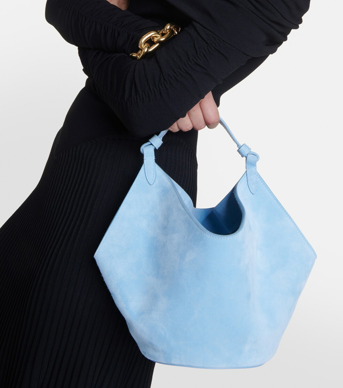 Khaite Lotus Mini suede tote bag