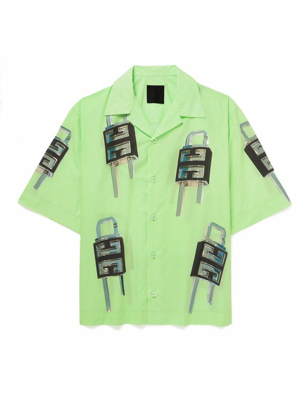 Photo: Givenchy - Lock Camp-Collar Cotton-Poplin Shirt - Green