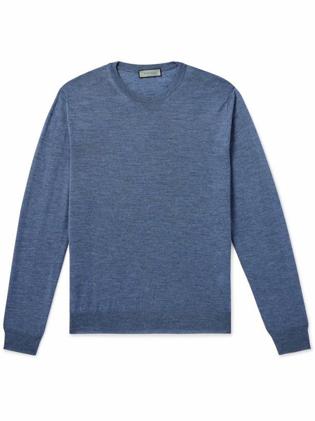 Photo: Canali - Mélange Merino Wool Sweater - Blue