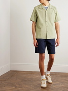 NN07 - Julio 1040 Convertible-Collar Stretch Organic Cotton-Seersucker Shirt - Green