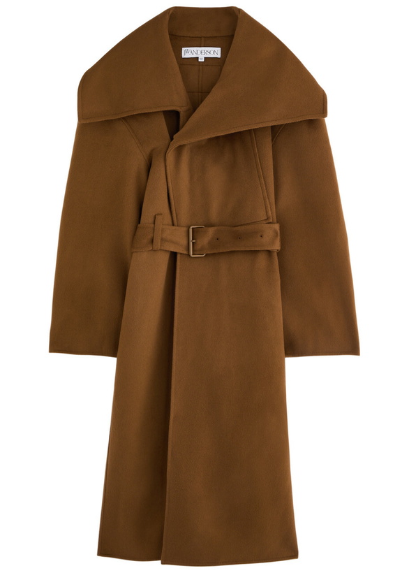 Photo: JW Anderson Belted Wool Wrap Coat Brown