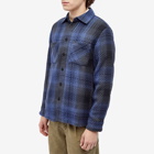 Wax London Men's Dusk Check Whiting Overshirt in Navy/Blue