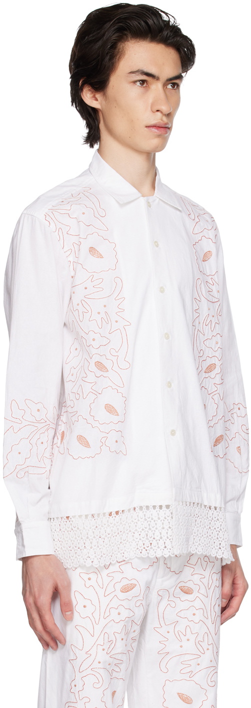 Bode White Braided Couching Shirt