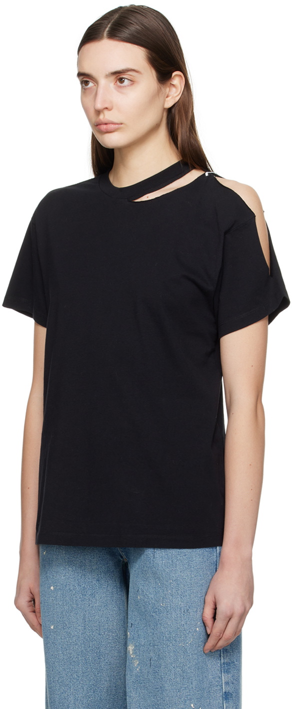 MM6 Maison Margiela Black Safety Pin T-Shirt MM6 Maison Margiela
